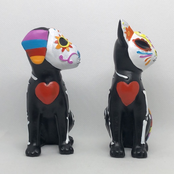 Day of the Dead Halloween Skeleton Dog 🐶 Cat 🐈‍⬛ Set 4” NEW 🤍🖤 - Picture 4 of 5